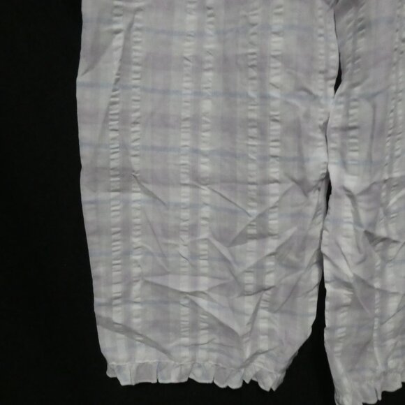 TIME OUT | medium | Lilac - Blue - White Plaid Pajama Bottoms | Ruffled Hem - Picture 15 of 16